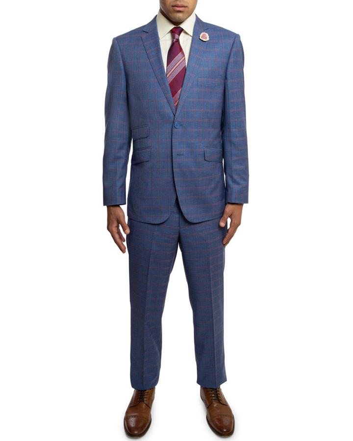 Men's Slim-fit Checkered Two-piece