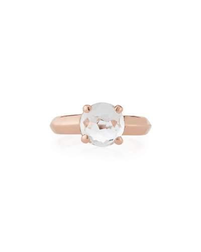 Rock Candy Rose Single Stone Ring In Clear Quartz,