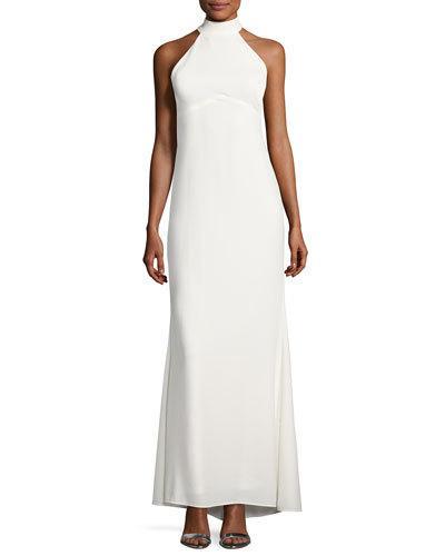 Halter-neck Open-back Gown, Ivory