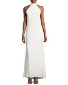 Halter-neck Open-back Gown, Ivory