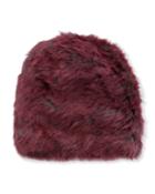 Jocelyn Rabbit-fur Knit Hat, Gray/burgundy, Women's,