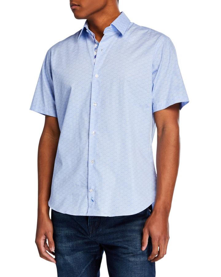 Men's Short-sleeve Cotton Button-front