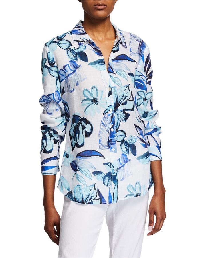 Floral-print Collared Button-down