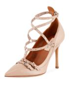Leather Crisscross Grommet Pumps
