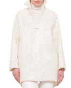 Sequined Mixed-wool Stand-collar Parka