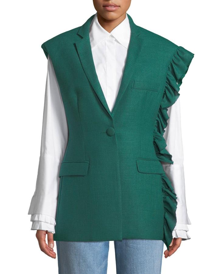 Girl With A Dream Shoulder-ruffle Wool Vest