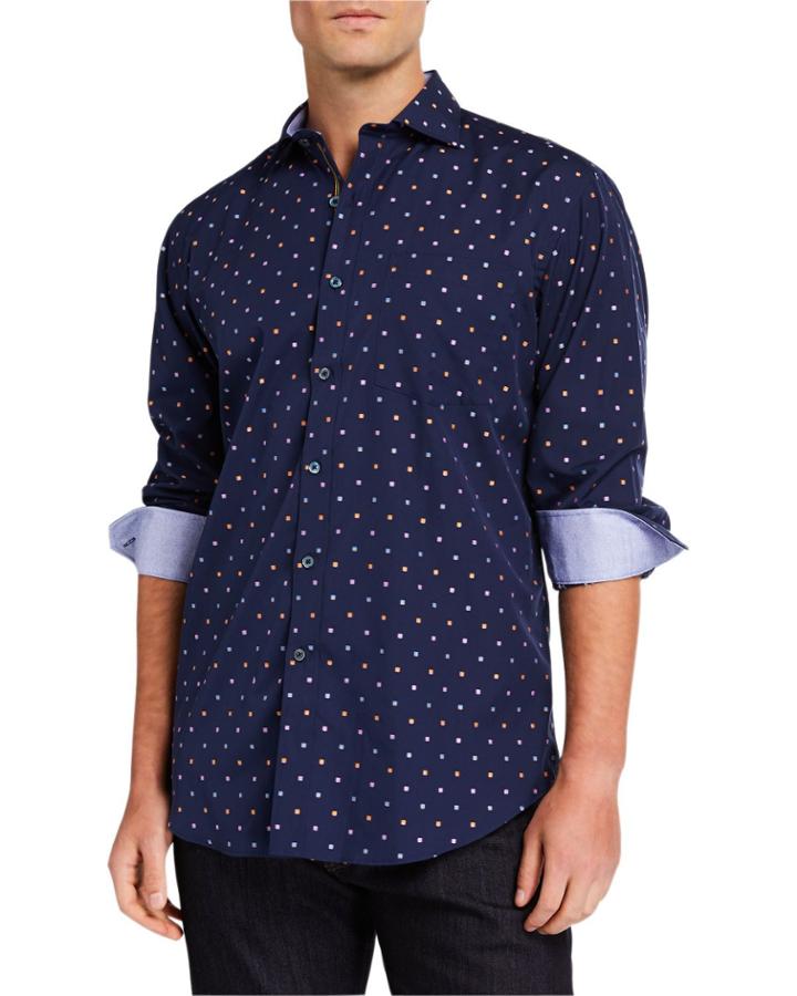 Men's Square-print Classic-fit