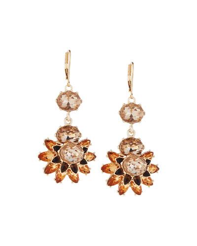 Floral Crystal Statement Drop Earrings, Champagne