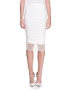 Lace-hem Ruched Pencil