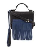 Freedom Two-tone Fringe Crossbody Bag, Black/blue
