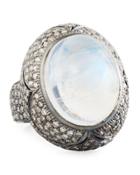 Round Moonstone & Diamond Cocktail Ring,