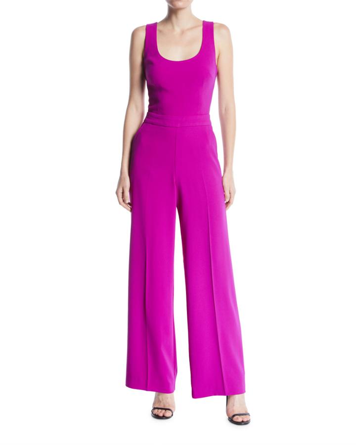Scoop-neck Sleeveless Wide-leg Jumpsuit