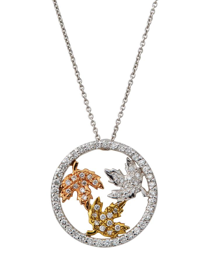 18k Diamond Leaf Pendant Necklace
