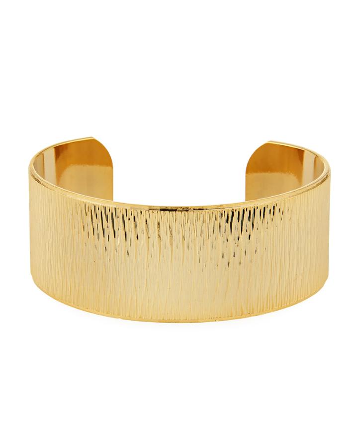 Wide Diamond-cut Cuff Bracelet, Golden