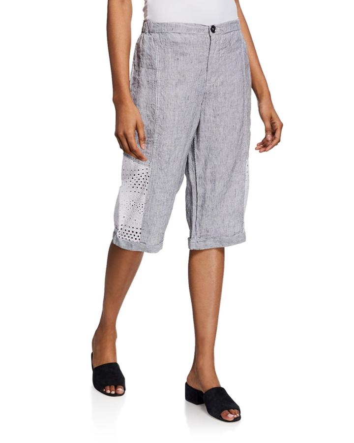 Sylvan Pinstriped Linen Bermuda