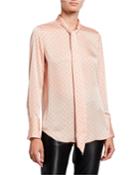 Luis Polka-dot Tie-neck Long-sleeve Blouse
