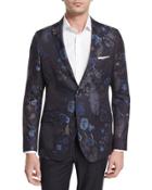 Tapestry Paisley-print Jacquard Evening Jacket, Navy