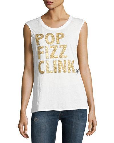Pop Fizz Clink Graphic Top, White