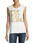Pop Fizz Clink Graphic Top, White