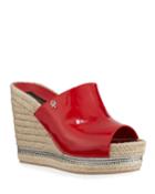 Easa Patent Wedge Espadrilles, Red