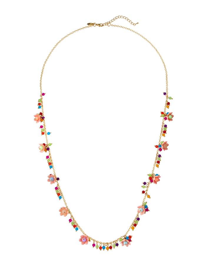 Multi-bead And Flower Necklace,