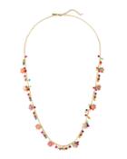 Multi-bead And Flower Necklace,