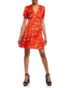 Floral-print V-neck Short-sleeve