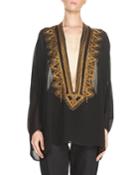 Embroidered Georgette Caftan Tunic