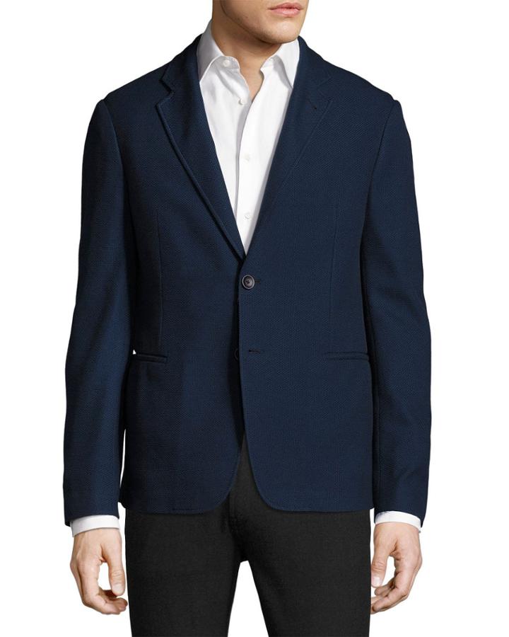 Pique Knit Soft Jacket, Navy