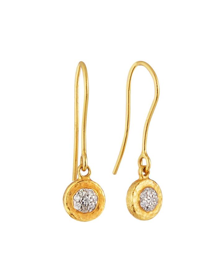 Delicate Pave 24k Diamond Drop Earrings