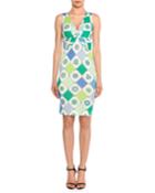 Twist-front Sleeveless 1960's Wallpaper-print