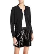 Heart-print Chiffon-back Knit Cardigan