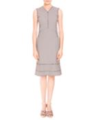 Doe Sleeveless Mini-gingham Fringe Dress, Black/white