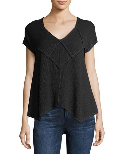 Waffle-knit Puckered Top