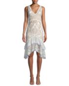 Guipure Lace V-neck Tiered Cocktail Dress