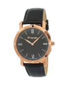 40mm Nerouno Thin Watch W/ Leather Strap, Black/rose