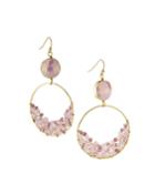 Crystal Circle Drop Earrings, Pink