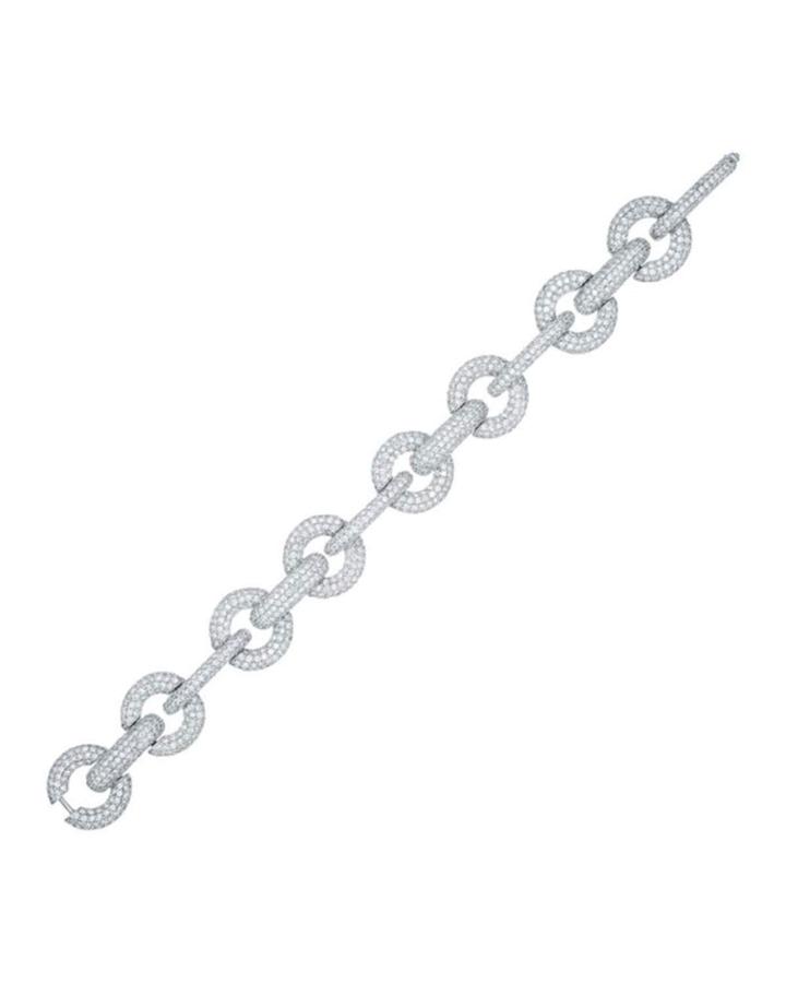 18k White Gold Diamond Pave-link Bracelet