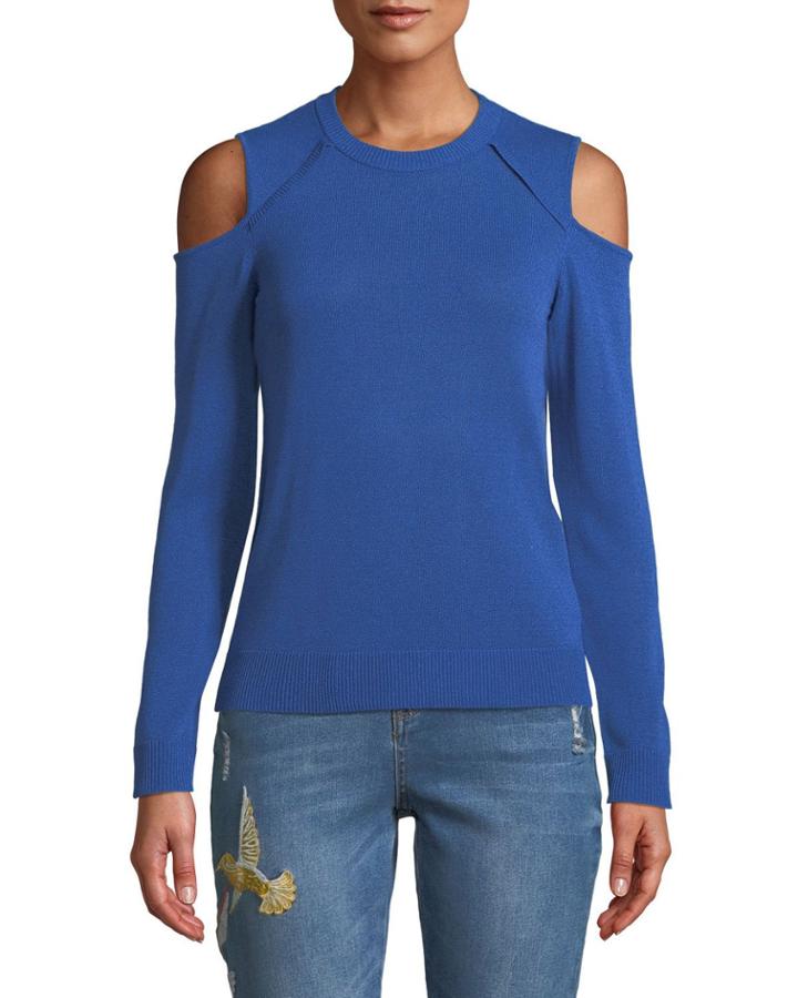Italian Cady Cut-shoulder Pullover Top