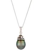 14k Tahitian Pearl & Diamond Drop Necklace