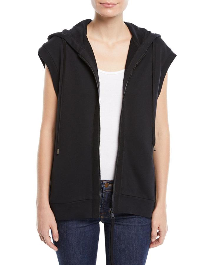 Sleeveless Zip-front Sequin Hoodie