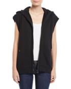 Sleeveless Zip-front Sequin Hoodie