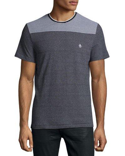 Engineered-stripe Tee, Black