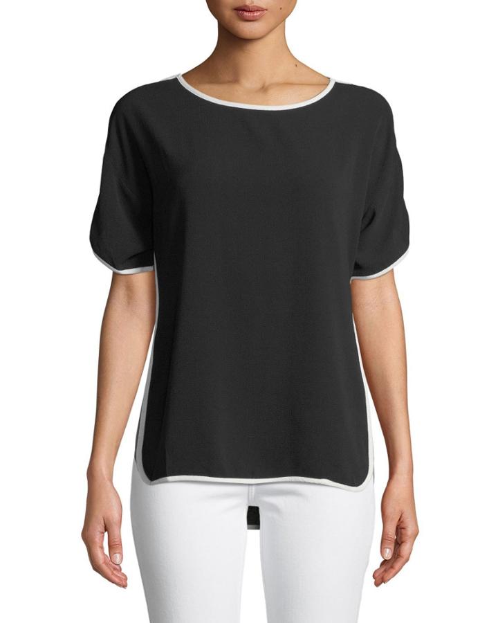 Short-sleeve Blouse W/ Tipping