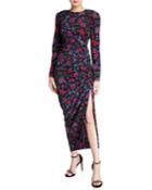 Selena Long-sleeve Floral Ruched Dress