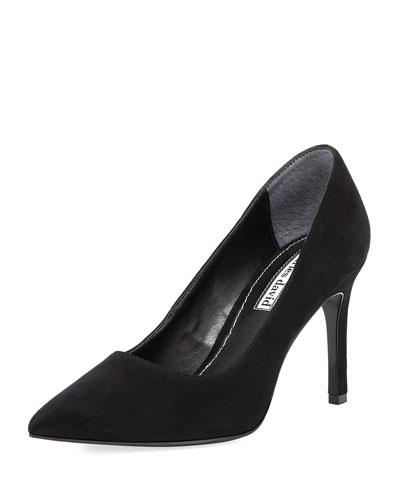 Monroe Suede Pointed Pump, Black