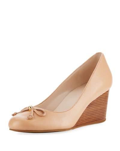 Elsie Bow Wedge Pump, Nude