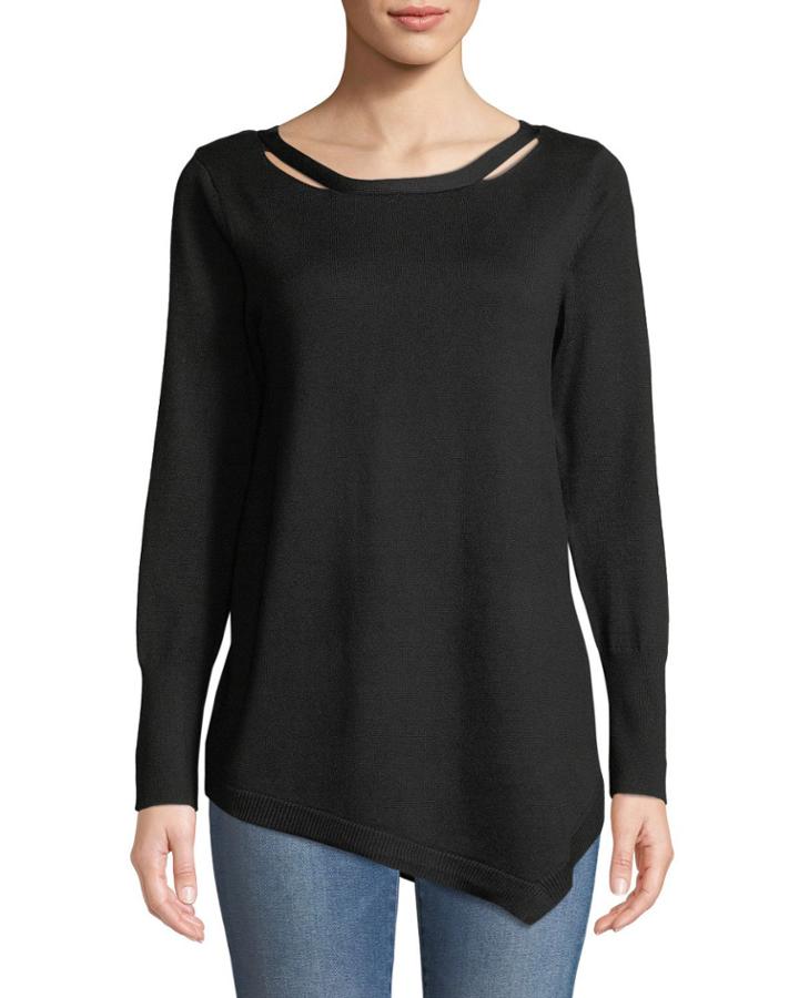 Cutout Ballet-neck Tunic Top