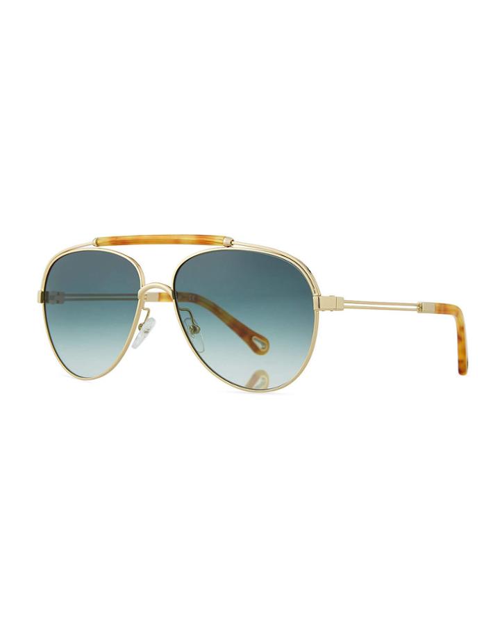 Jackie Aviator Sunglasses W/ Ornamental Brow Bar