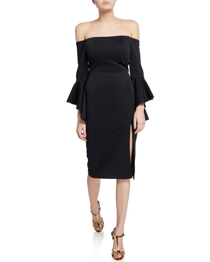 Off-the-shoulder Double Trumpet-sleeve